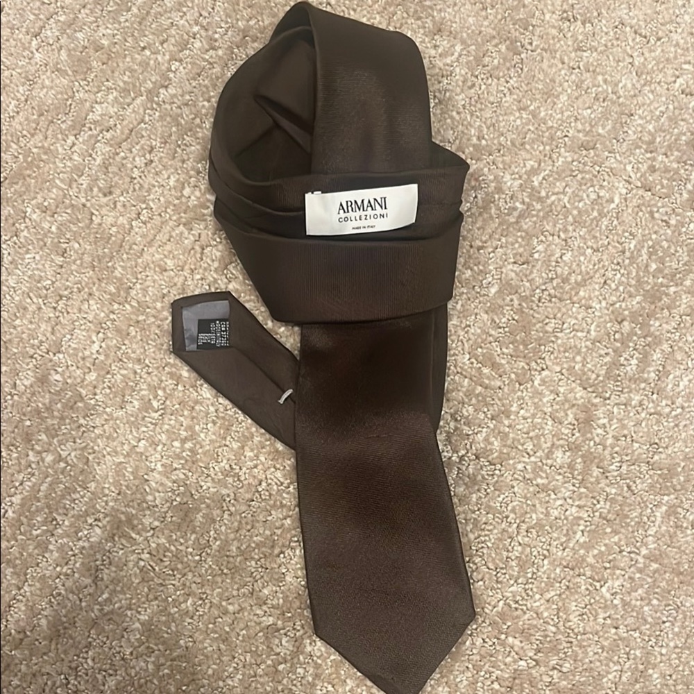 Armani Collezioni Brown Silk Tie